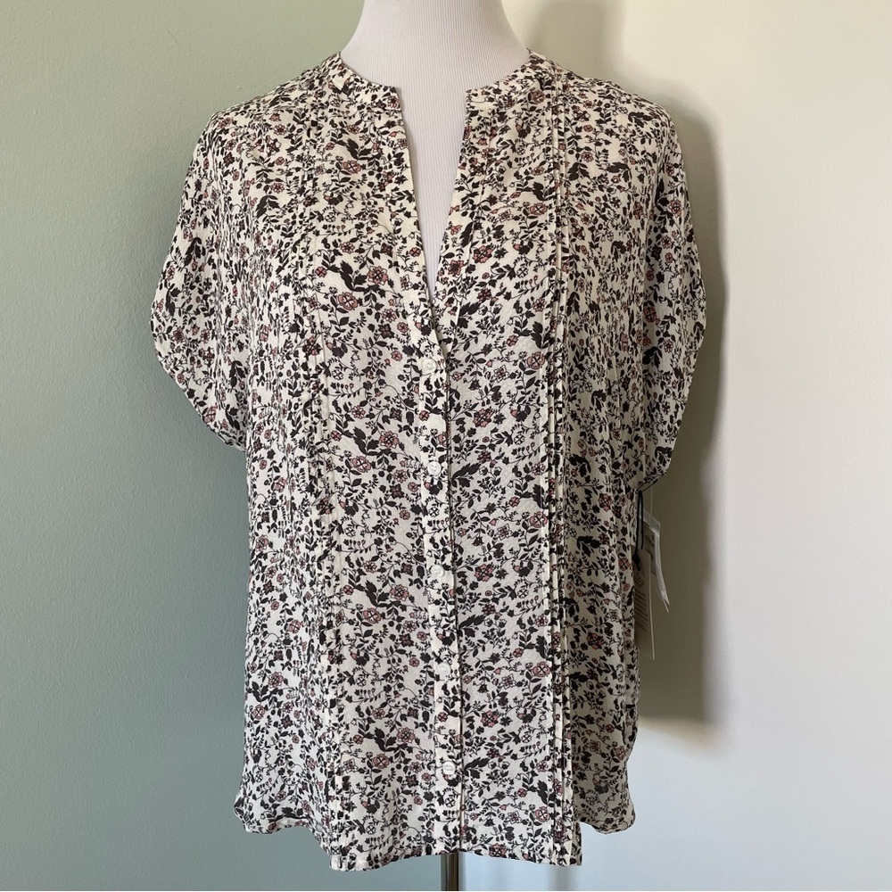 NWT Treasure & Bond Women’s Floral Short Sleeve Button Front Blouse Size 1X